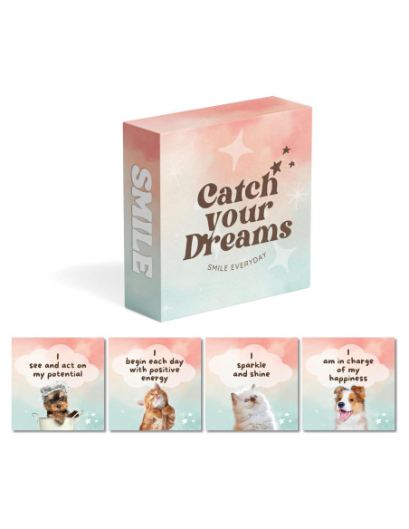 Tarjetas de Afirmación Impermeables Catchyourdreams - 50 Mensajes Positivos