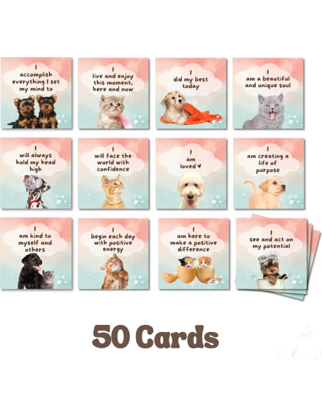 Tarjetas de Afirmación Impermeables Catchyourdreams - 50 Mensajes Positivos