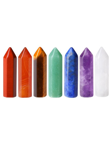 Set de 7 Varitas de Cristales Chakra QINJIEJIE - Amatista y Más