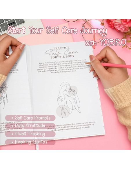 Diario de Cuidado Personal YOBRO Floral 20 Semanas de Gratitud