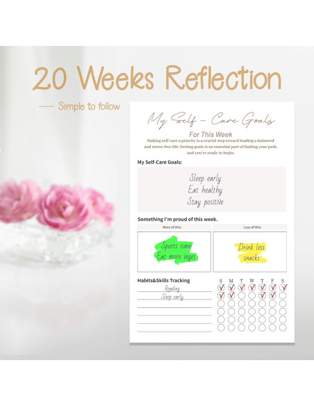 Diario de Cuidado Personal YOBRO Floral 20 Semanas de Gratitud