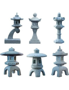Juego de 6 Estatuas de Pagoda Japonesa Saihisday para Jardín 2