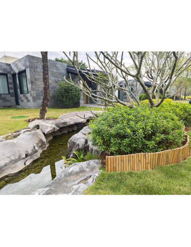 Bordes de Jardín de Bambú Natural HTWNK 2 Piezas 20 cm Altura
