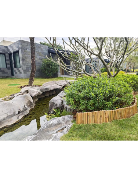 Bordes de Jardín de Bambú Natural HTWNK 2 Piezas 20 cm Altura