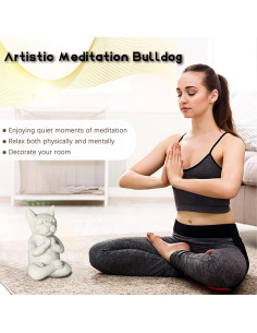Estatua Bulldog Buda Meditador Umisun - Decoración Zen 15cm 2
