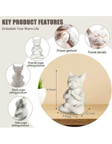 Estatua Bulldog Buda Meditador Umisun - Decoración Zen 15cm