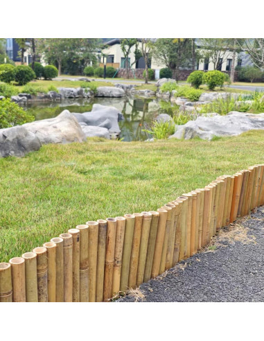 Bordes de Jardín de Bambú Natural HTWNK 2 Piezas 20 cm Altura