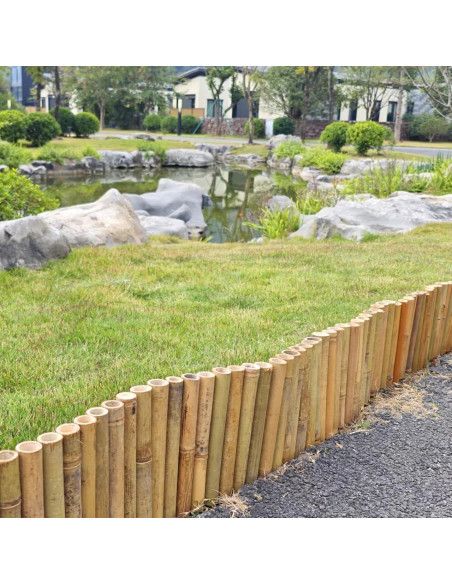 Bordes de Jardín de Bambú Natural HTWNK 2 Piezas 20 cm Altura