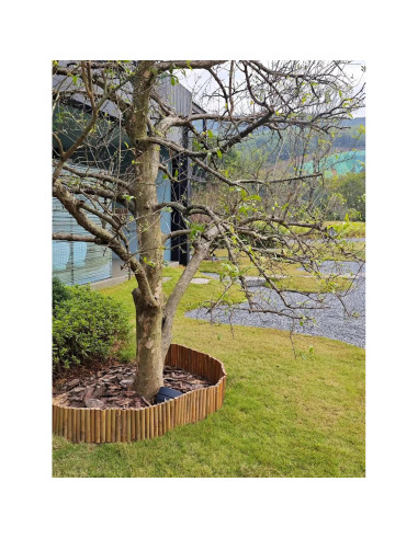 Bordes de Jardín de Bambú Natural HTWNK 2 Piezas 20 cm Altura