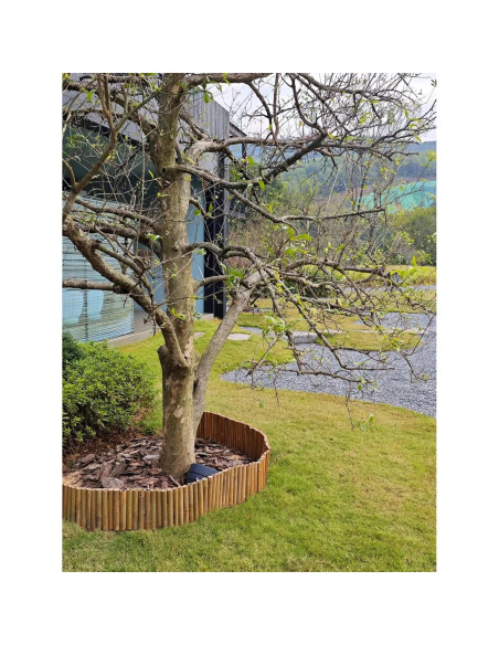 Bordes de Jardín de Bambú Natural HTWNK 2 Piezas 20 cm Altura