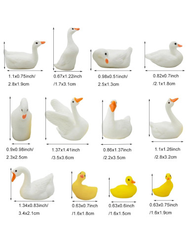12 Figuras de Pato Miniatura de Resina Pinenjoy 2-4cm