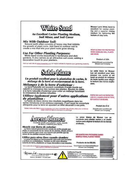 Cubierta de Suelo de Arena Blanca Mosser Lee 2.27 kg