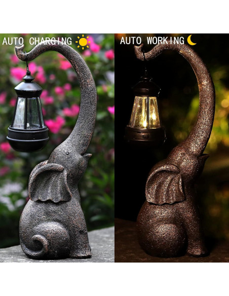 Estatua de Jardín Elefante Solar IVCOOLE 38cm Decoración Exterior