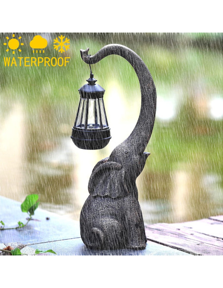 Estatua de Jardín Elefante Solar IVCOOLE 38cm Decoración Exterior