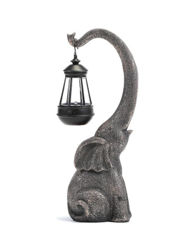 Estatua de Jardín Elefante Solar IVCOOLE 38cm Decoración Exterior