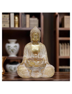 Estatua de Buda en Meditación de Resina 16.5 cm Dorada