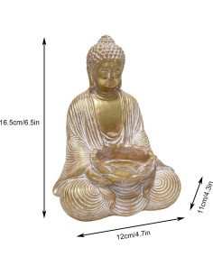 Estatua de Buda en Meditación de Resina 16.5 cm Dorada 2