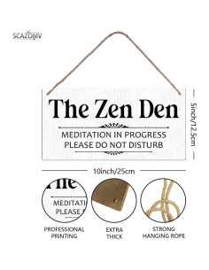 Cartel de Madera SCAZOMV Sala Zen Meditación 25.4x12.7 cm 2