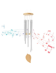 Campanas de Viento RUIQINQI Plateadas 66 cm Jardín Exterior