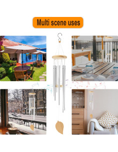 Campanas de Viento RUIQINQI Plateadas 66 cm Jardín Exterior 2