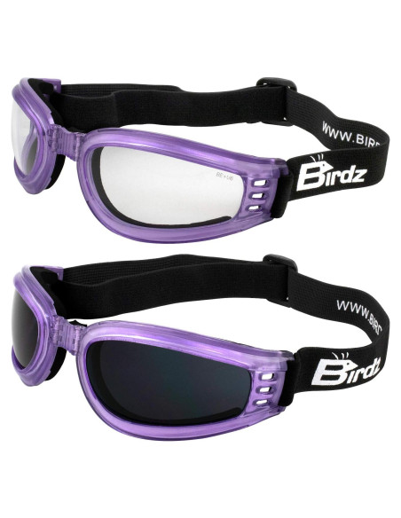 Gafas de Motocicleta Birdz Cardinal para Mujeres - 2 Pares Moradas