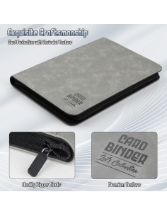 Carpeta de Cartas Arkeiliy 540 Bolsillos PU Gris 2