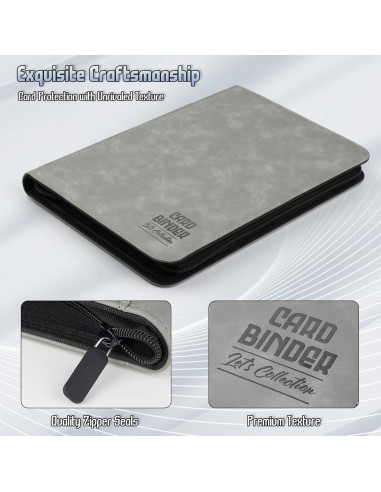 Carpeta de Cartas Arkeiliy 540 Bolsillos PU Gris