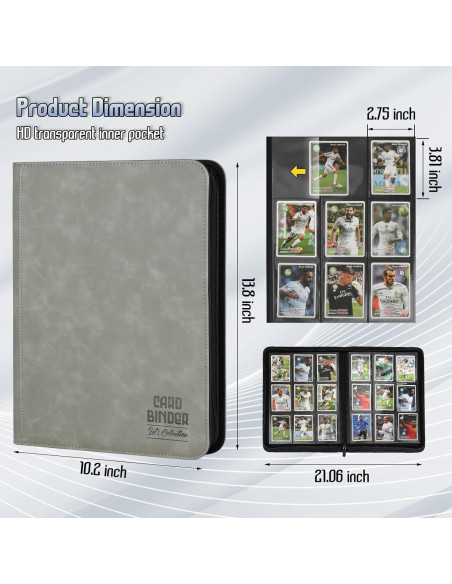 Carpeta de Cartas Arkeiliy 540 Bolsillos PU Gris