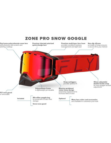Gafas de Nieve Fly Racing Zone Pro Adulto Azul/Blanco Lente Naranja