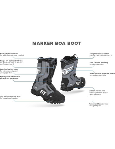 Botas de Nieve Fly Racing Marker BOA Negro/Gris Talla 11