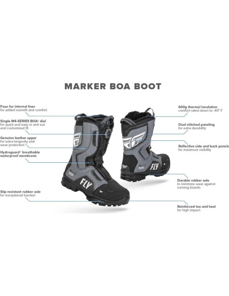 Botas de Nieve Fly Racing Marker BOA Negro/Gris Talla 11