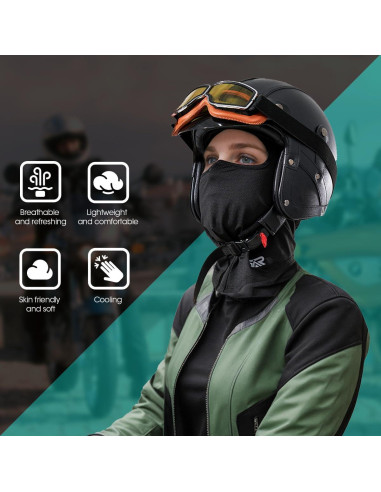 3 Piezas Balaclava Transpirable UV para Motocicleta y Deporte