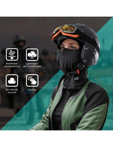 3 Piezas Balaclava Transpirable UV para Motocicleta y Deporte