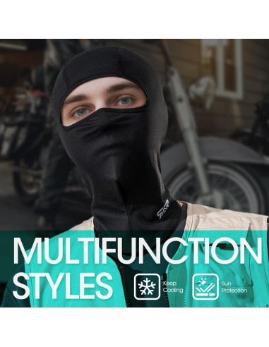 3 Piezas Balaclava Transpirable UV para Motocicleta y Deporte