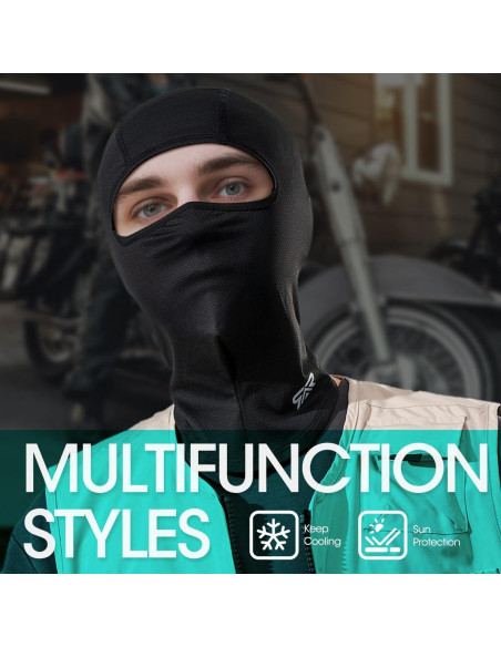 3 Piezas Balaclava Transpirable UV para Motocicleta y Deporte