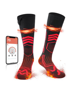 Calcetines Calentados JUSTFX Rojo Negro L 7.4V 3000mAh