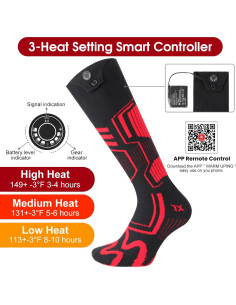 Calcetines Calentados JUSTFX Rojo Negro L 7.4V 3000mAh 2