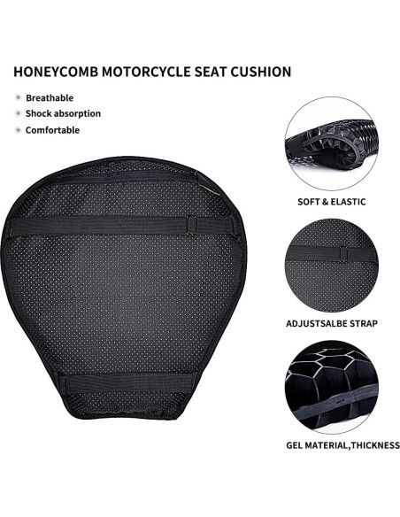 Cojín de Gel Universal ELCYCO para Asiento de Motocicleta 38x37cm