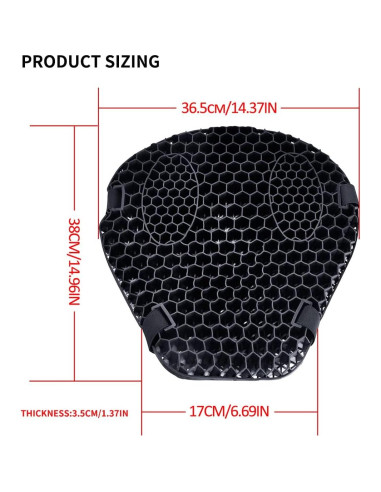 Cojín de Gel Universal ELCYCO para Asiento de Motocicleta 38x37cm