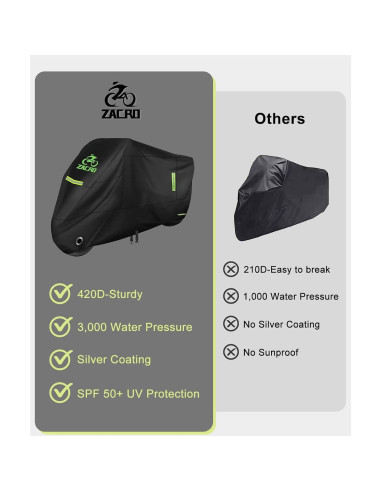Cubierta de motocicleta Zacro 420D impermeable 245x125 cm