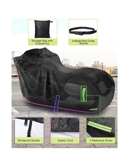 Cubierta de motocicleta Zacro 420D impermeable 245x125 cm