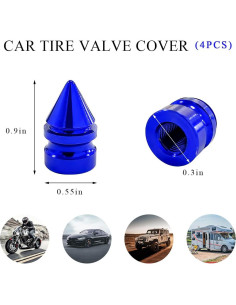 4 Tapas de Válvula de Neumático de Aluminio Povtii Azul 2