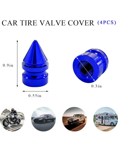 4 Tapas de Válvula de Neumático de Aluminio Povtii Azul