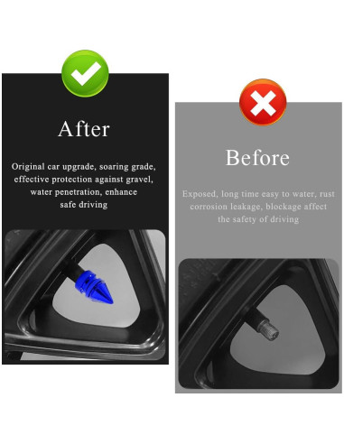 4 Tapas de Válvula de Neumático de Aluminio Povtii Azul