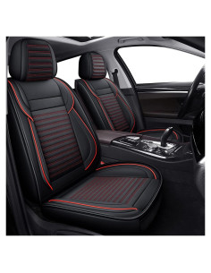 Cubre Asientos de Auto LINGVIDO, Cuero Sintético Rojo, Universal