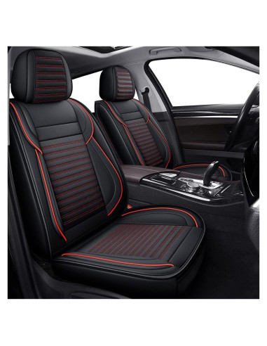 Cubre Asientos de Auto LINGVIDO, Cuero Sintético Rojo, Universal