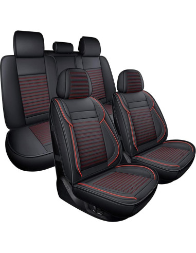 Cubre Asientos de Auto LINGVIDO, Cuero Sintético Rojo, Universal