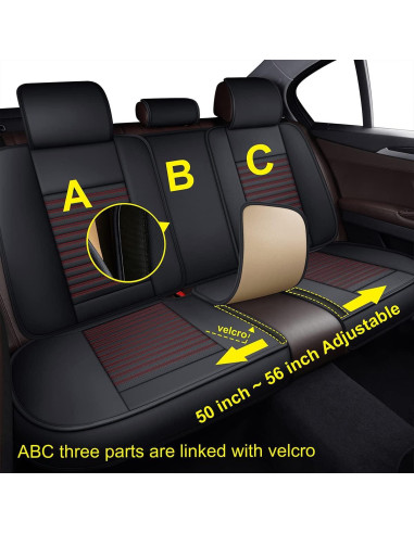 Cubre Asientos de Auto LINGVIDO, Cuero Sintético Rojo, Universal