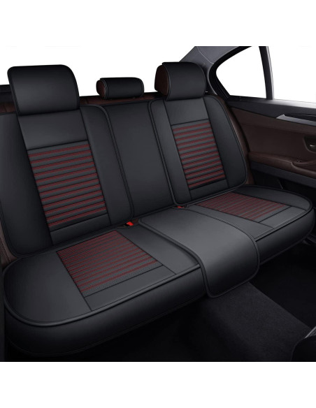 Cubre Asientos de Auto LINGVIDO, Cuero Sintético Rojo, Universal