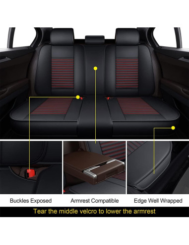 Cubre Asientos de Auto LINGVIDO, Cuero Sintético Rojo, Universal